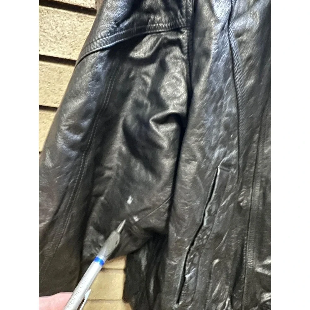 VTG Wilsons Leather Experts Mens Black Genuine Leather‎ Bomber Jacket Lined XL